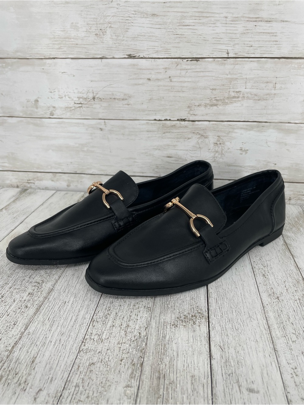 Steve Madden Carrine Black Leather Horsebit Loafers Size 10 Preppy Minimalist
